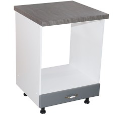 Corp pentru cuptor incorporabil cu sertar Zebra, Alb/MDF gri, cu blat beton, 60 x 85 x 60 cm